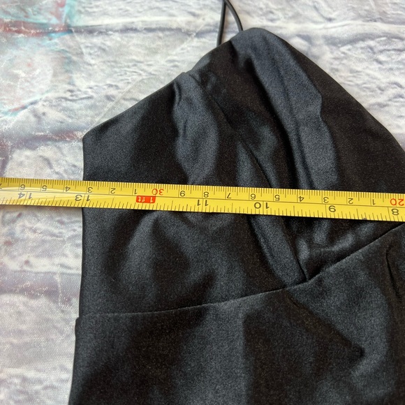 NEW Timing women’s Small Thong Satin Spandex spaghetti strap black bodysuit NWO - Picture 4 of 11